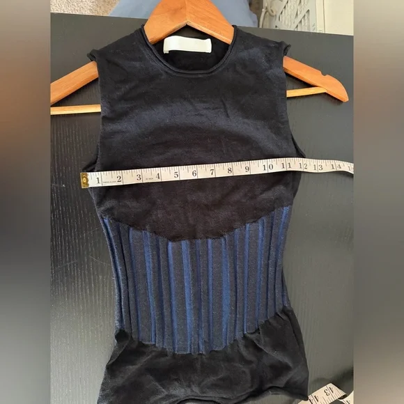DION LEE Designer Blue/Black Two Tone Bone Corset Wool Blend Tank Top size 4 - Picture 10 of 12